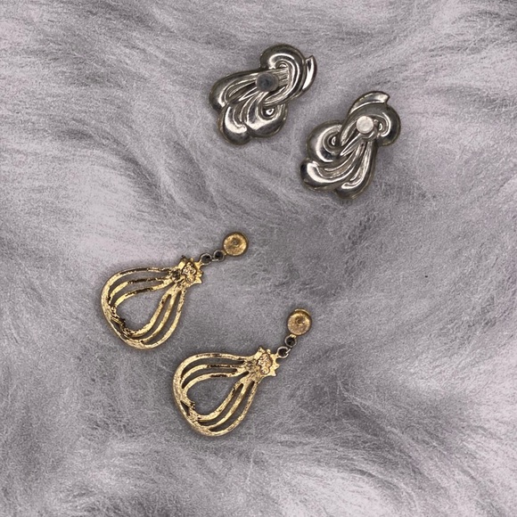 Vintage Silver and Gold Earrings Set - Picture 3 of 3